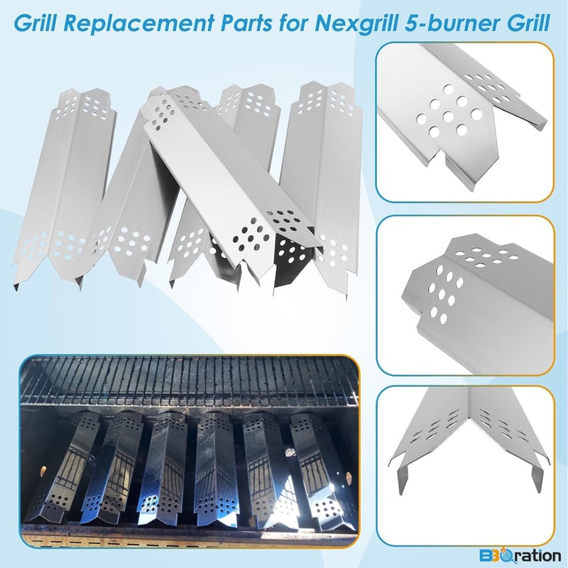 BBQration Replacement Parts Kit for Nexgrill 5-Burner 720-0888 720-0888N 720-0888A, 4-Burner 720-0830 720-0830H 720-0830A, Cooking Grate, Heat Shield and Burner Kit for Nexgrill - Image 4